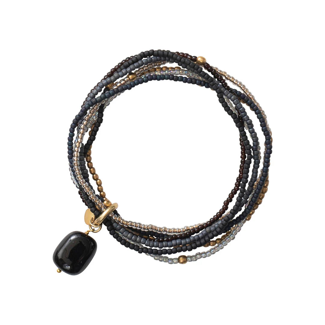 NIRMALA BLACK ONYX GOLD COLOURED BRACELET