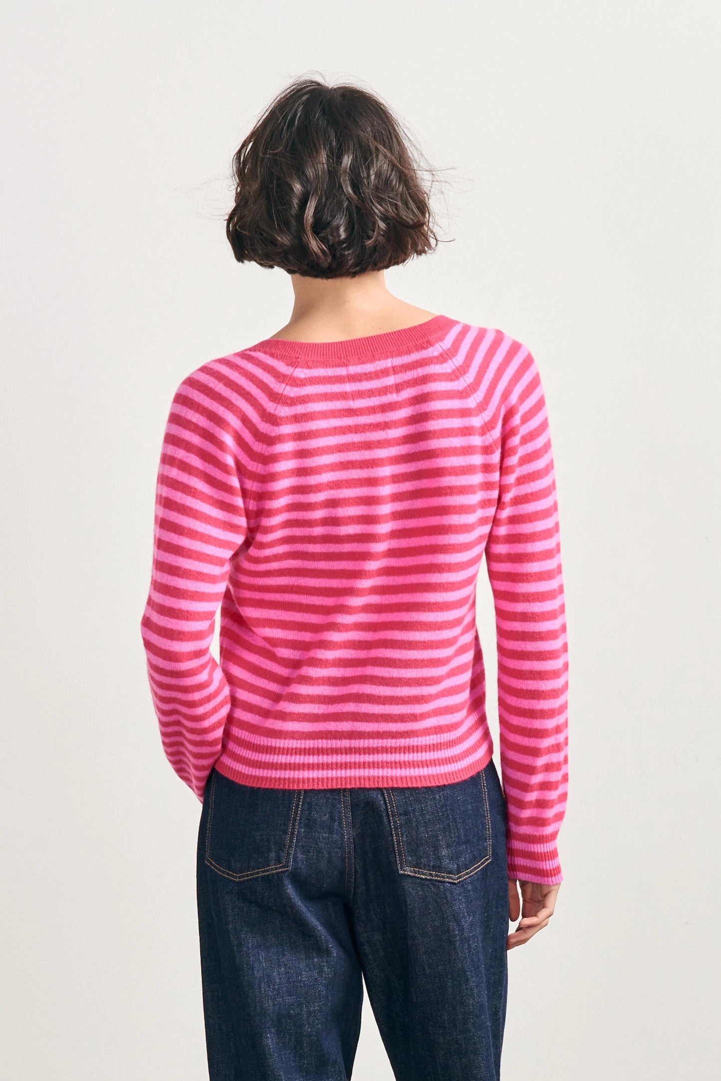 CASHMERE CROP STRIPE VEE