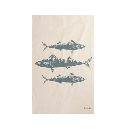 ORGANIC COTTON MACKERAL TEA TOWEL