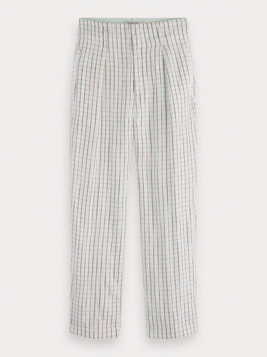 SPACE DYE CHECKED TROUSERS