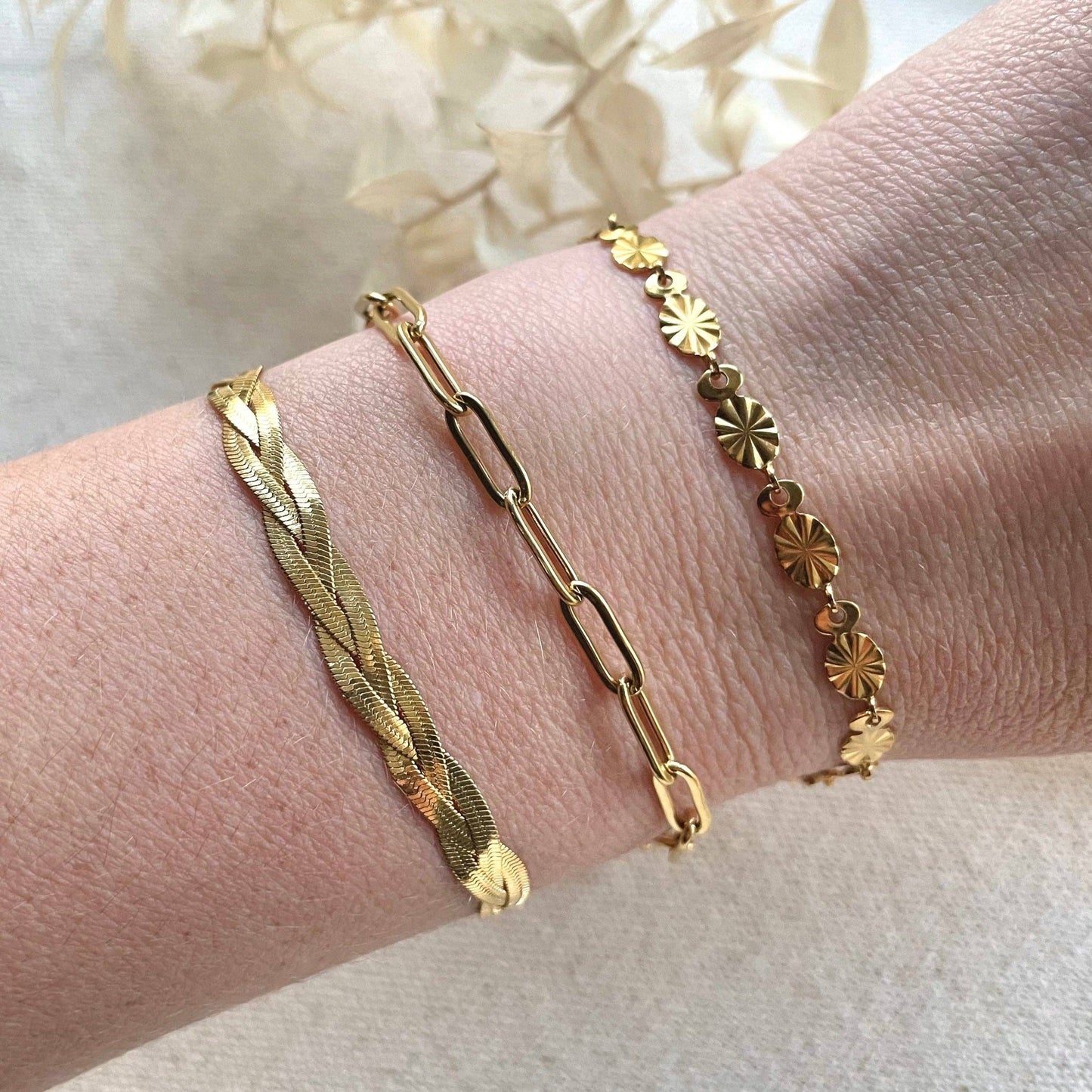 18k GOLD PLATED LONG LINK CHAIN BRACELET - WATERPROOF