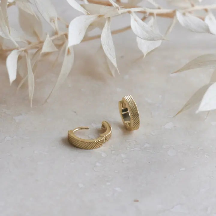 Etched Gold Huggies