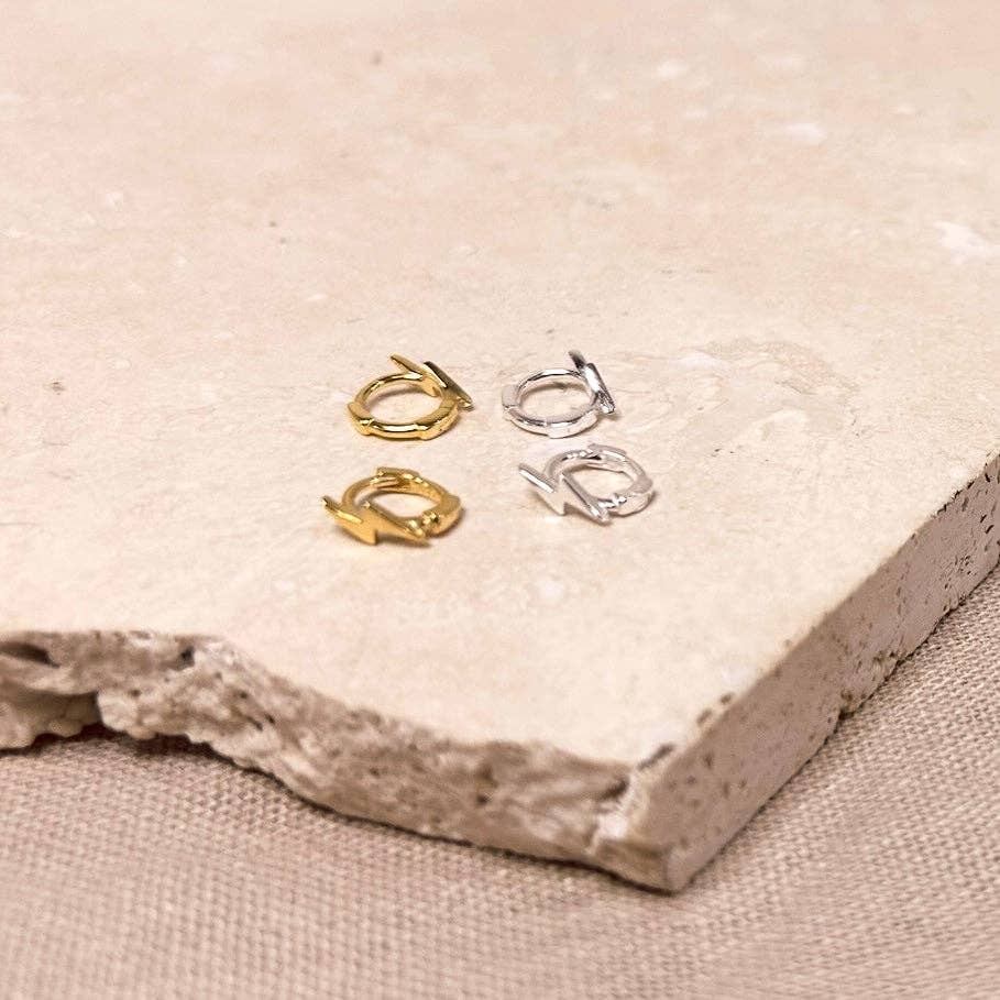 LIGHTENING BOLT MICRO HOOPS: GOLD PAIR