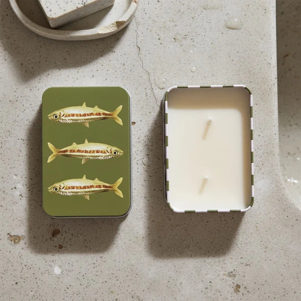 GREEN FISH SCENTED CANDLE TIN