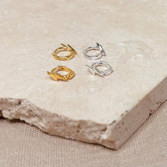 LIGHTENING BOLT MICRO HOOPS: GOLD PAIR
