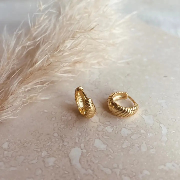 Gold Ribbon Hoops