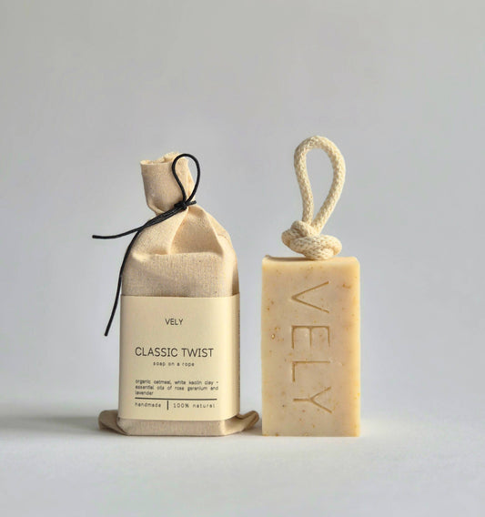Natural Handmade Soap On A Rope "Classic Twist"