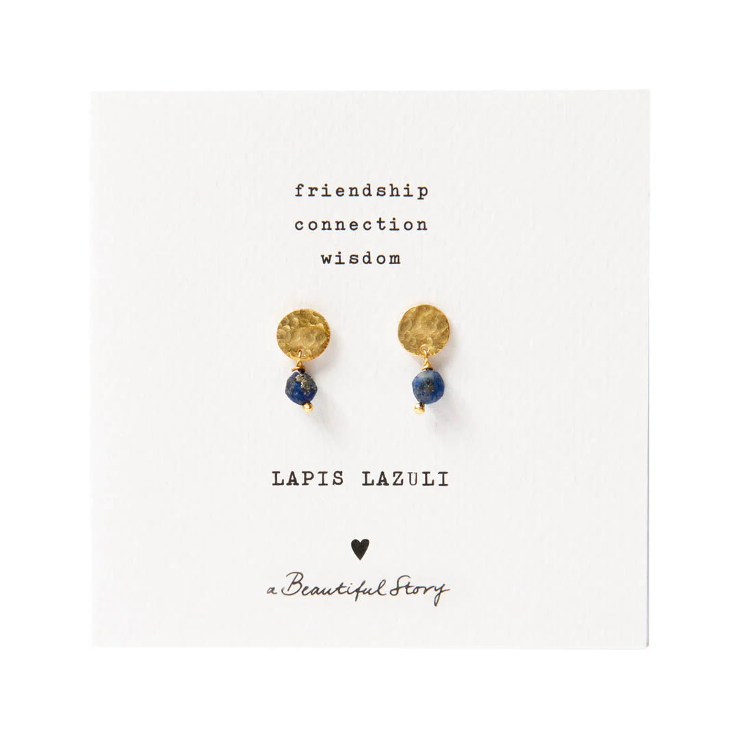 Mini Coin Lapis Lazuli Gold Earrings