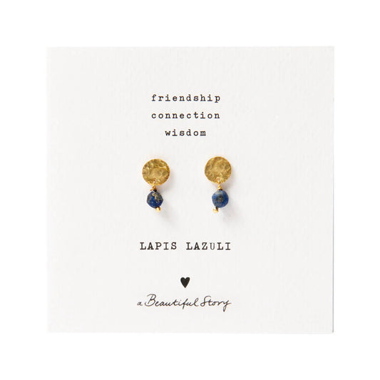 Mini Coin Lapis Lazuli Gold Earrings