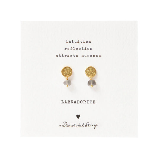 Mini Coin Labrodite Gold Earrings