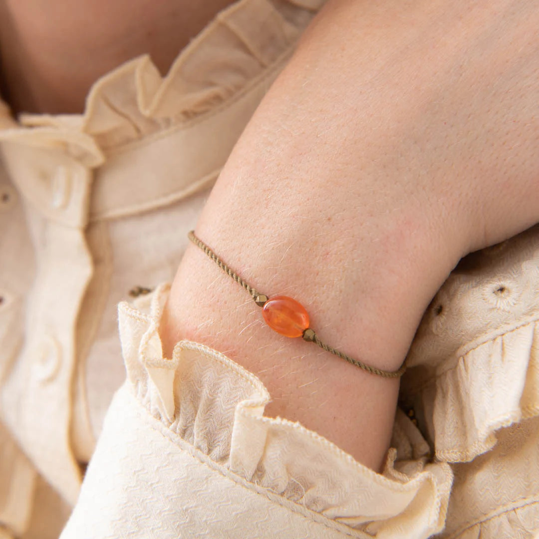 Gemstone Carnelian Gold Colored Bracelet