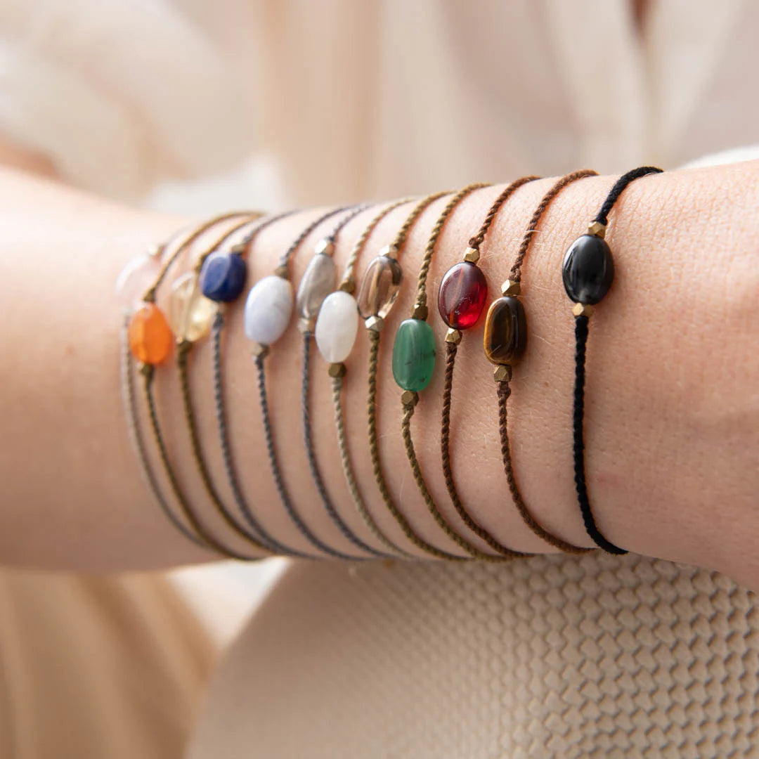 Gemstone Carnelian Gold Colored Bracelet