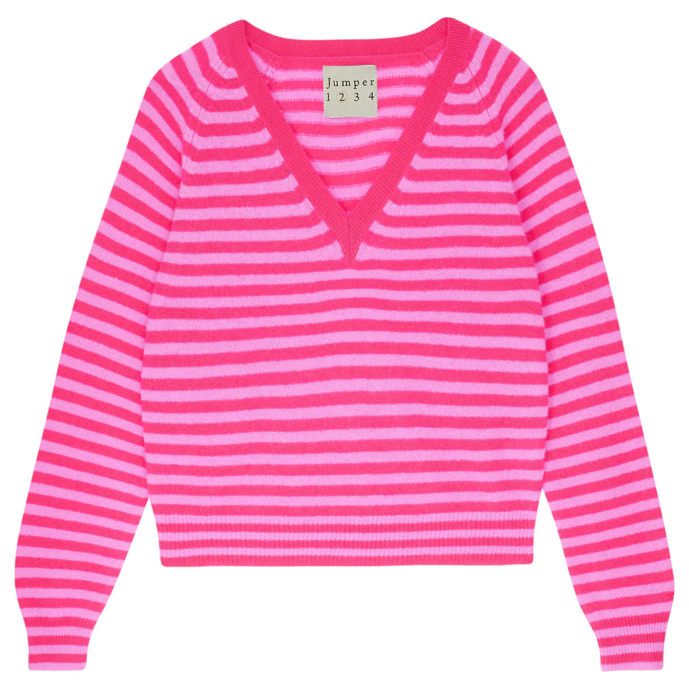 Cashmere Crop Stripe Vee