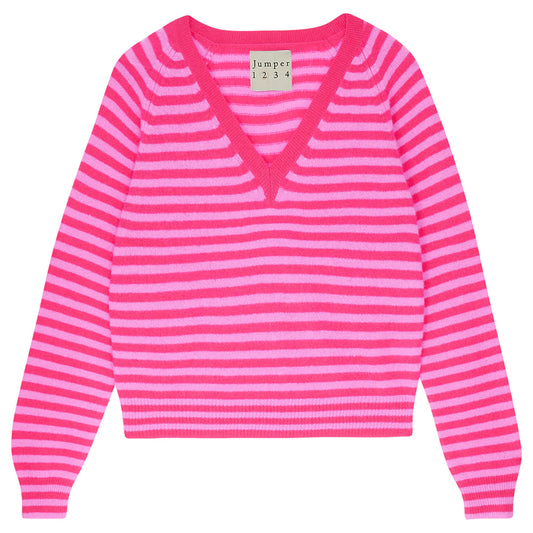 Cashmere Crop Stripe Vee