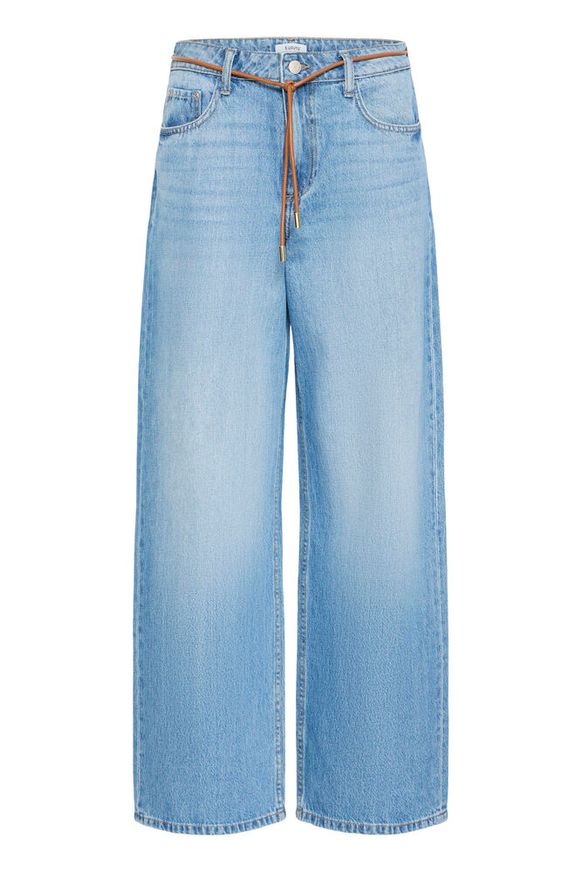 Classic straight silhouette, wide leg. Brown belt. 
Colour:Mid Blue Denim
Fit:Regular fit
Waist:

The Beach House Boutique, Rock, Cornwall.