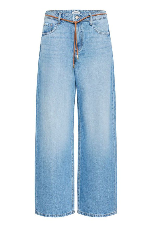 Classic straight silhouette, wide leg. Brown belt. 
Colour:Mid Blue Denim
Fit:Regular fit
Waist:

The Beach House Boutique, Rock, Cornwall.