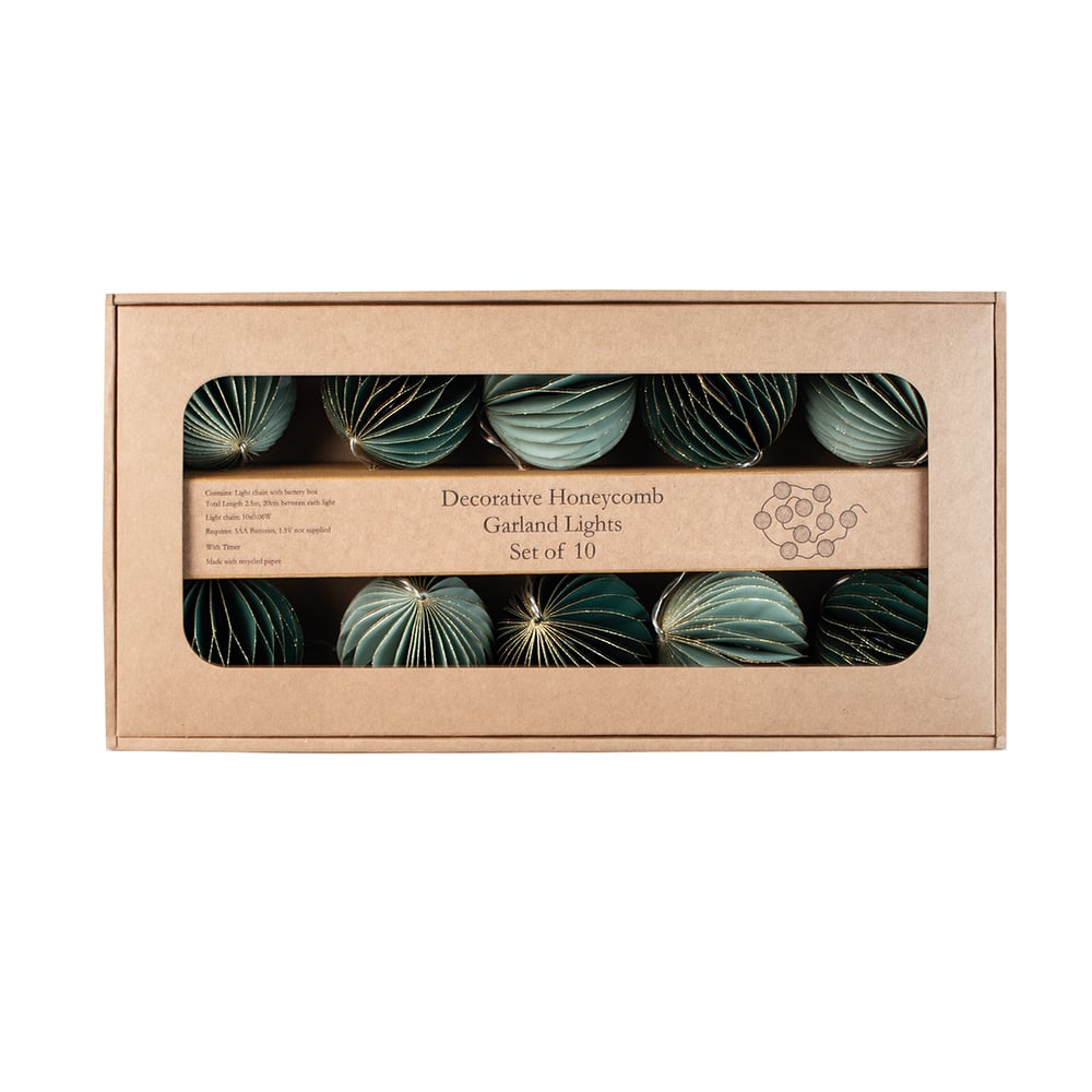 Honeycomb Garland Lights Emerald & Mint Set of 10