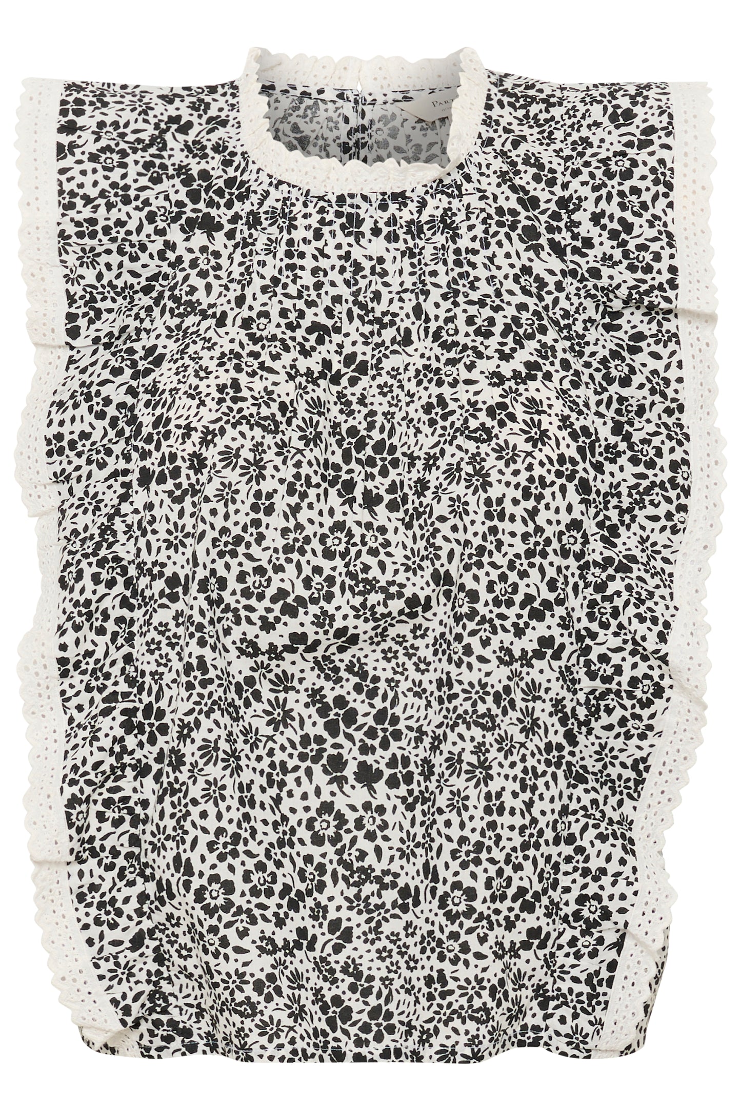 This sleeveless cotton top features a black and white floral print and delicate lace details along the shoulders, neckline, and sides. Gentle gathers at the neck create a soft drape, and the fit is loose and comfortable
Fit: Regular fit
Composition : 100% Cotton (Organic)
Colour: Black Flower
The Beach House Boutique, Rock, Cornwall. 