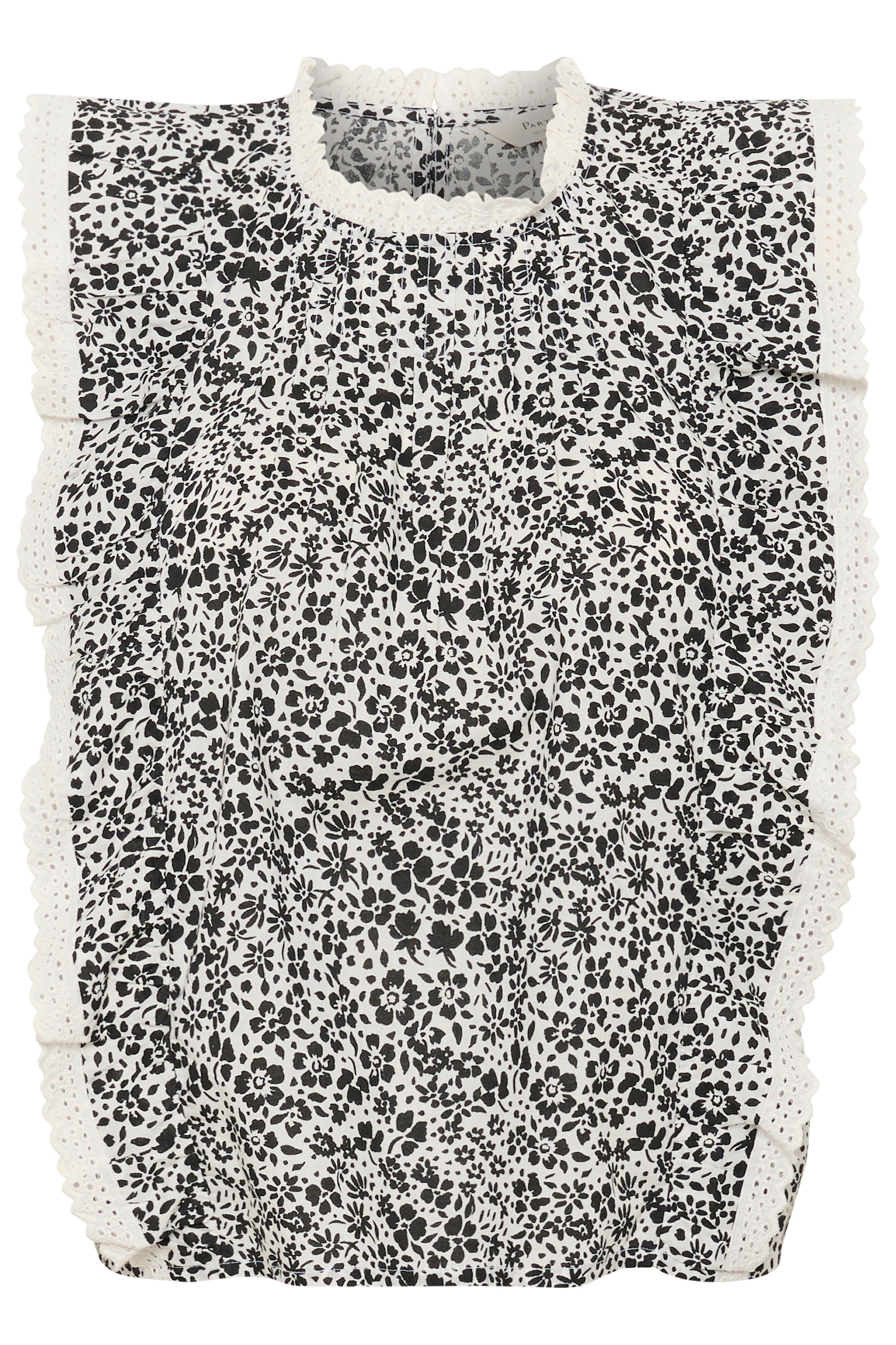 This sleeveless cotton top features a black and white floral print and delicate lace details along the shoulders, neckline, and sides. Gentle gathers at the neck create a soft drape, and the fit is loose and comfortable
Fit: Regular fit
Composition : 100% Cotton (Organic)
Colour: Black Flower
The Beach House Boutique, Rock, Cornwall. 