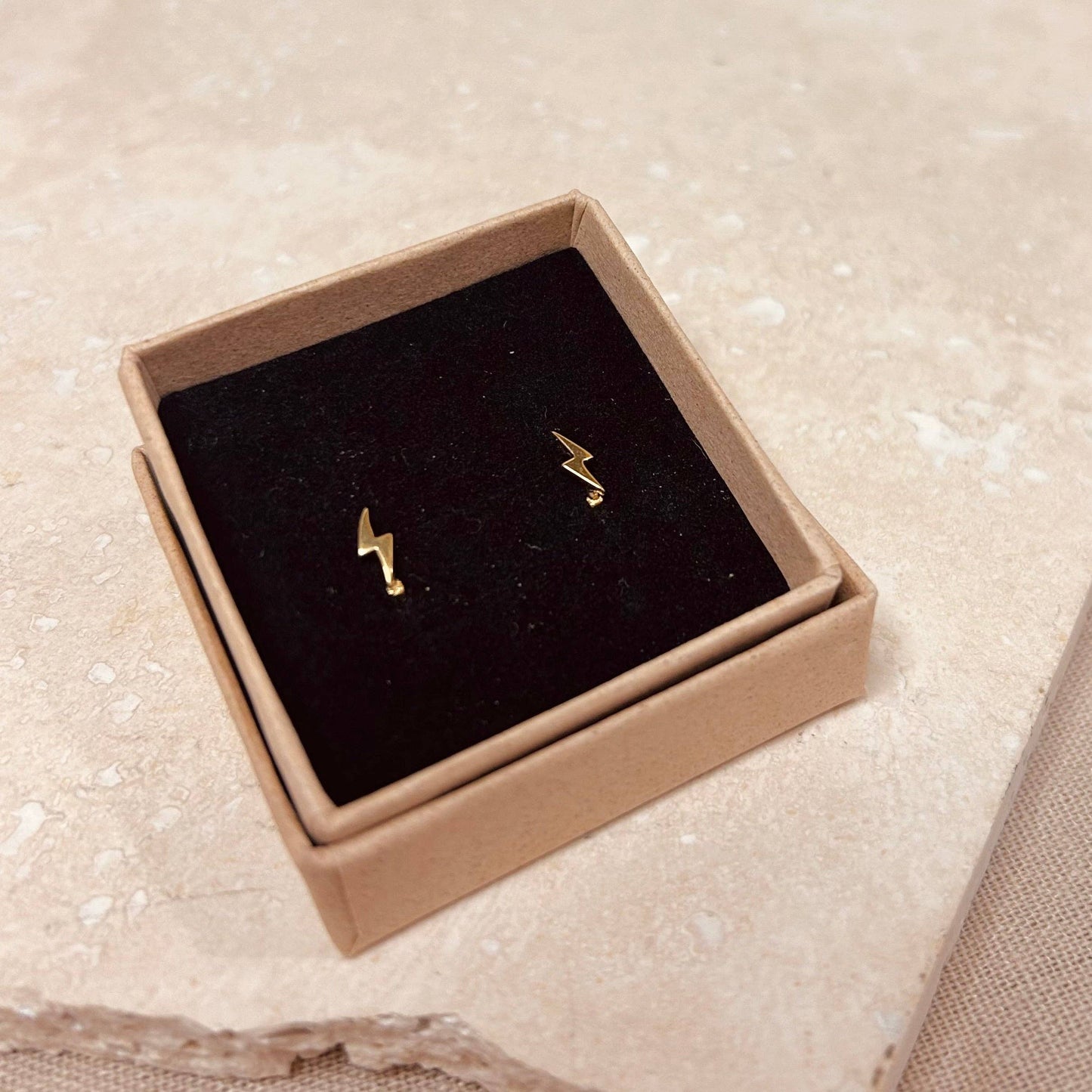 LIGHTENING BOLT MICRO HOOPS: GOLD PAIR