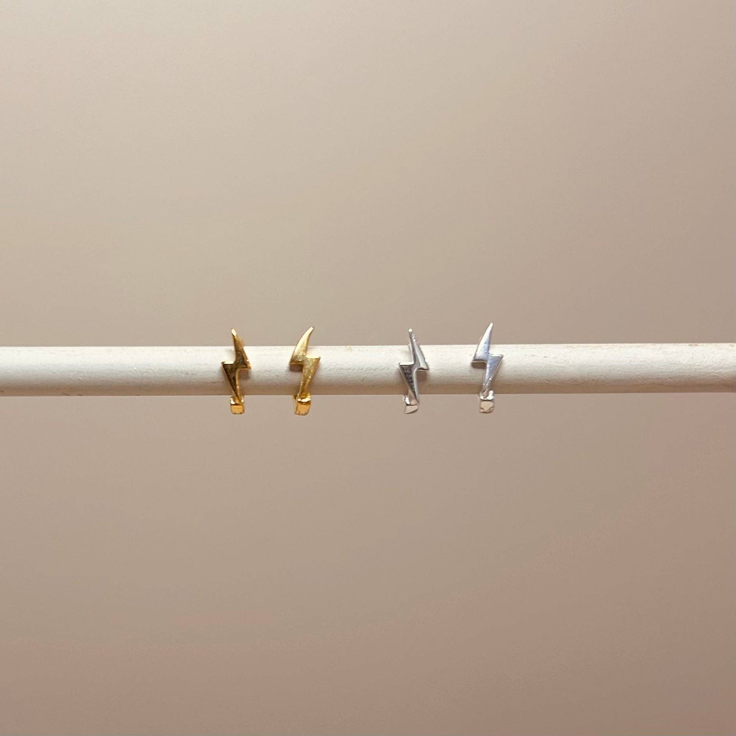 LIGHTENING BOLT MICRO HOOPS: GOLD PAIR
