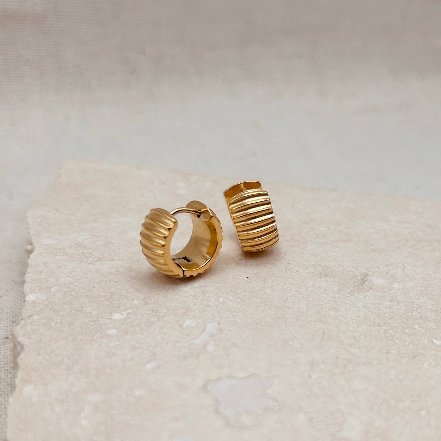 Everyday Ridged Huggie Hoops