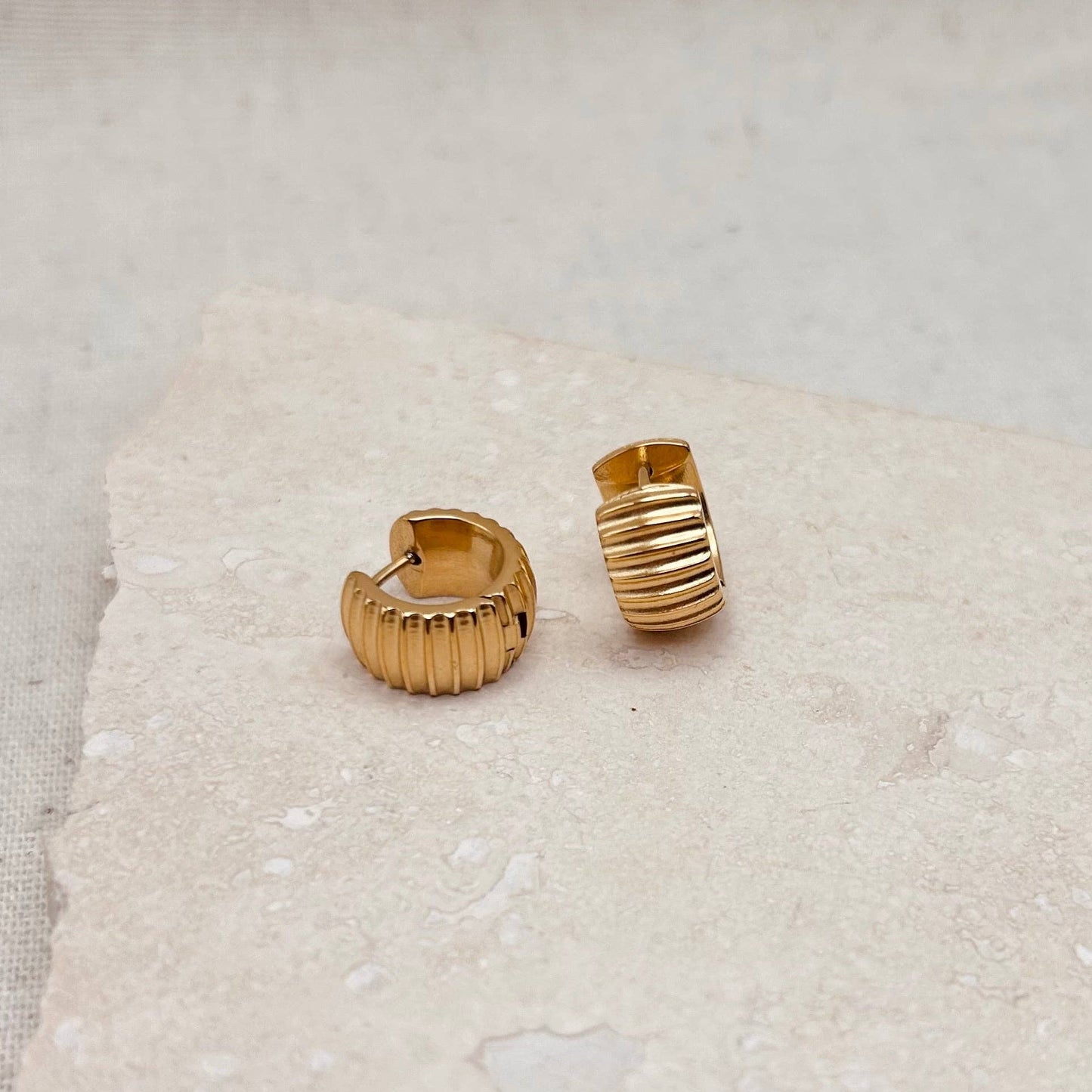 Everyday Ridged Huggie Hoops