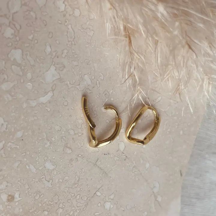 Gold Abstract Wave Hoops