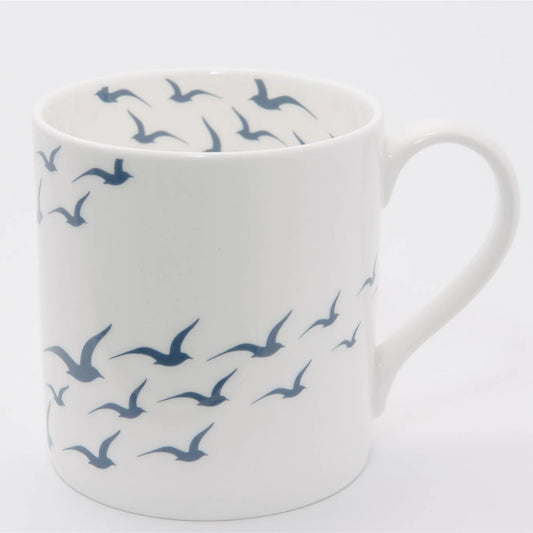 FLOCK OF GULLS COASTAL FINE BONE CHINA MUG