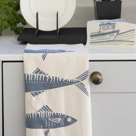 Organic Cotton Mackeral Tea Towel